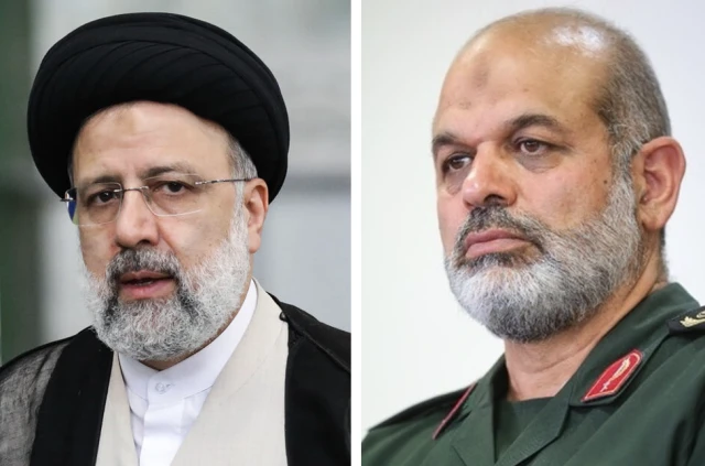 Iranian President Ebrahim Raisi (Photo: Mehr News Agency via Wikimedia Commons) and Ahmad Vahidi, Iran's newly-appointed interior minister (Photo: Khamenei.ir via Wikimedia Commons)