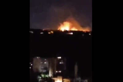 Fire at a Syrian military facility following an Israeli airstrike in the Kafr Soussa area in the capital Damascus, July 13, 2024. (Photo: Screenshot)