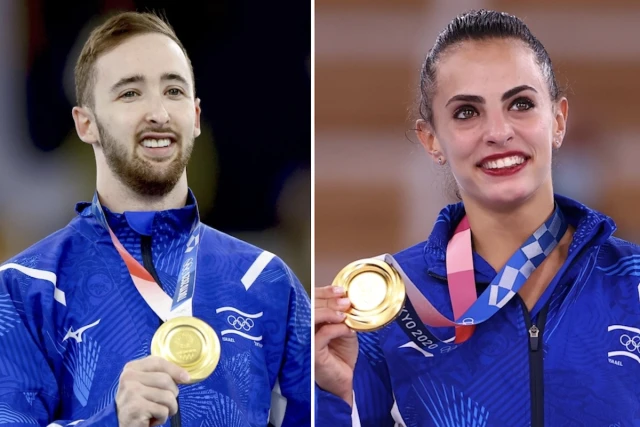 Artem Dolgopyat, Linoy Ashram (Photo: Kyodo, Reuters)