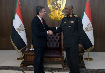 Israeli Foreign Minister Eli Cohen meets with the president of the Transitional Sovereign Council of Sudan, General Abdel-Fattah al-Burhan, in Khartoum, Sudan, Feb. 2, 2023 (Photo: Shlomi Amsalem/GPO)