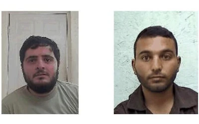 Members of a Hamas cell, Aslam Tubasi (right) and Anas Maraeva (left), arrested by Israeli security forces in the West Bank in October 2022. (Shin Bet)