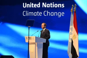 President Isaac Herzog’s speech at COP27 in Sharm el-Sheikh, Egypt (Photo: Haim Zach/GPO)