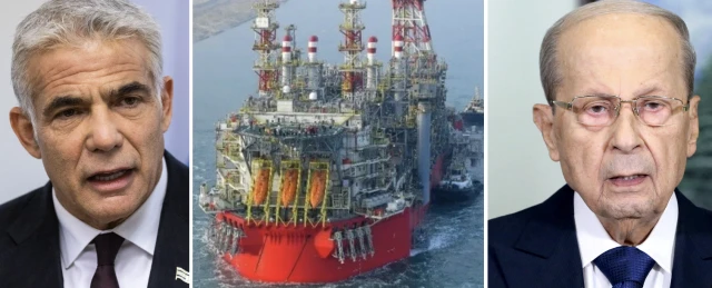 Israeli Prime Minister Yair Lapid, Energean Power FPSO, Lebanese President Michel Aoun (Photo Credit: Olivier Fitoussi/Flash90, Suez Canal Authority, Dalati Nohra/Handout via REUTERS)