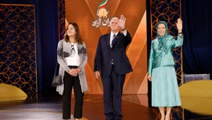 Former U.S. Vice President Mike Pence visits Iranian opposition PMOI/MEK in Ashraf 3, near Tirana, the capital of Albania, and meets with Iranian opposition coalition NCRI President-elect Maryam Rajavi, June 23, 2022 (Photo: PMOI/MEK)