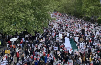 Pro-Palestinian protest in London, May 22, 2021 (Photo: Twitter)