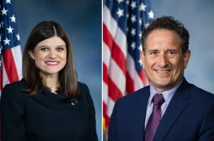 Congresswoman Haley Stevens and U.S. representative Andrew  Levin (Image source: Wikipedia, edited by AIN Staff)