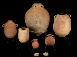 The storage vessels after restoration (Photo: Dafna Gazit/Israel Antiquities Authority)