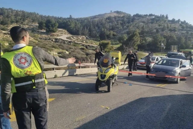 Scene of a terror attack near Jerusalem, February 22 2024 (Photo: Magen David Adom)