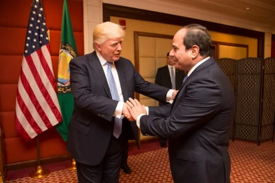 President Donald Trump greets the President of Egypt, Abdel Fattah al-Sisi, in 2017. Photo:  (Official White House Photo by Shealah Craighead)