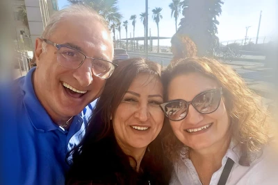 (From left to right) Amb. Eitan Na’eh, Author Ahdeya Ahmed, and Cheryl Na’eh (Eitan's wife) in Bahrain. Photo courtesy of Ahdeya Ahmed