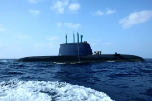 An Israeli navy Dolphin-class submarine in the water off the coast of Haifa on September 07, 2009. The Dolphin boats are considered among the most sophisticated and capable conventional submarines in the world. Photo by Moshe Shai/FLASH90