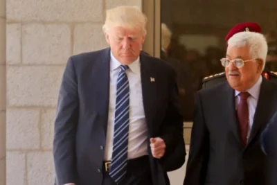 US president Donald Trump with Palestinian President Mahmoud Abbas during a welcoming ceremony in the West Bank city of Bethlehem, on May 23, 2017. Photo by Flash90