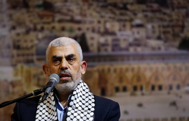 Senior Hamas leader in Gaza, Yahya Sinwar, speaks during a conference in Gaza city, on November 4, 2019. Photo by Abed Rahim Khatib/Flash90