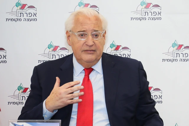 David Friedman during a visit in the Jewish settlement of Efrat, in Gush Etzion, February 20, 2020. Photo by Gershon Elinson/Flash90