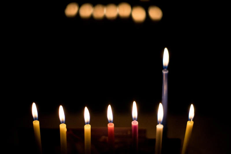 An Illustration of a lit Menorah (Chanukiah) during the Jewish holiday of Hanukkah, in Jerusalem, December 16, 2020. Photo by Yonatan Sindel/Flash90