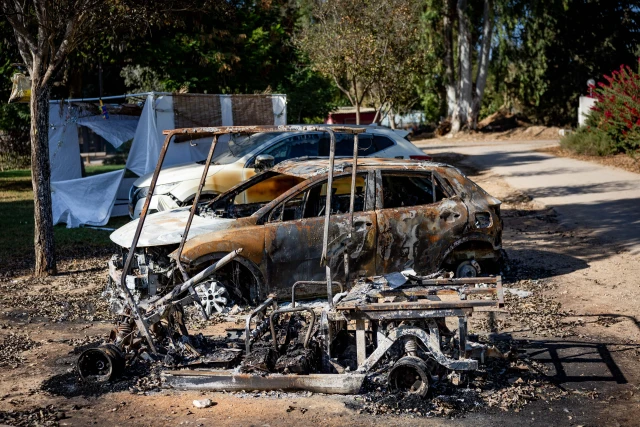 The destruction caused by Hamas terrorists in Kibbutz Nahal Oz, near the Israeli-Gaza border, in southern Israel, October 20, 2023. Photo by Yonatan Sindel/Flash90