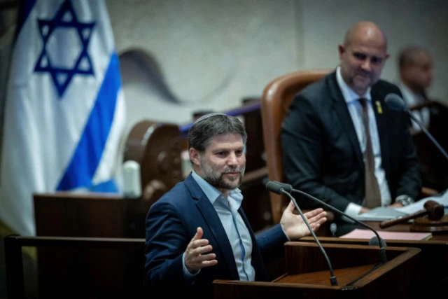 Minister of Finance Bezalel Smotrich attends a vote on the state budget at the Israeli parliament in Jerusalem, March 13, 2024 (Photo: Yonatan Sindel/Flash90).