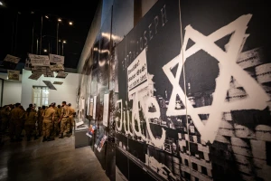 The empty Warsaw Ghetto Square at the Yad Vashem Holocaust Memorial in Jerusalem, during the Holocaust Remembrance Day, April 21, 2020. Today, Israel marks the annual memorial day commemorating the six million Jews killed by the Nazis during World War II. Photo by Yonatan Sindel/Flash90
