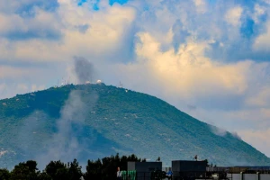 Smoke rises after rockets fired from Lebanon hit an open area in mount Meron, northern Israel, May 15, 2024 (Photo: David Cohen/Flash90).