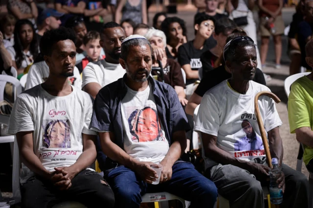 Family and supporters of Avera Mengistu celebrate his birthday at Hostage Square in Tel Aviv as they call for his release from Hamas captivity ten years after he was kidnapped. August 22, 2024. Photo by Avshalom Sassoni/Flash90