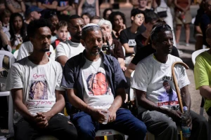 Family and supporters of Avera Mengistu celebrate his birthday at Hostage Square in Tel Aviv as they call for his release from Hamas captivity ten years after he was kidnapped. August 22, 2024. Photo by Avshalom Sassoni/Flash90