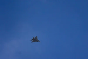 An Israeli fighter jet fly over the northern Israeli city of Haifa, on September 24, 2024. Photo by Chaim Goldberg/Flash90