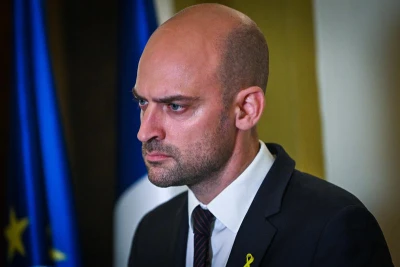 French Foreign Minister Jean-Noel Barrot holds a press conference in Jerusalem, October 7, 2024. Photo by Arie Leib Abrams/Flash90
