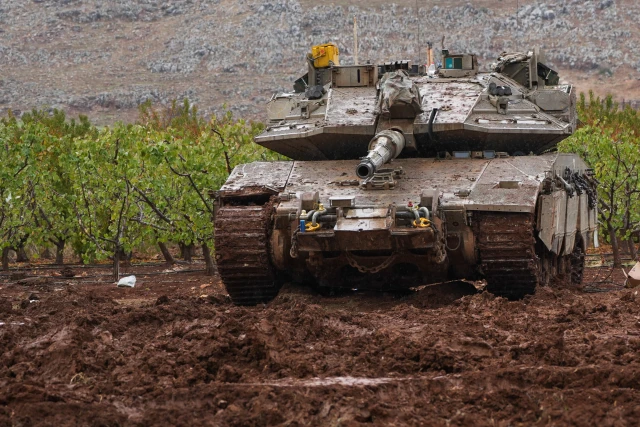 An Israeli tank near the Israeli border with Lebanon, northern Israel, November 27, 2024. Photo by Ayal Margolin/Flash90