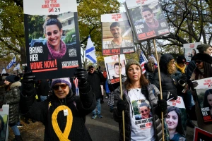 A protest march organized by the Hostages and Missing Families Forum, calling for the release of the Israeli hostages held by Hamas terrorist in Gaza, seen marching through Central Park in New York City, USA. December 15, 2024. Photo by Israel Hadari/Flash90