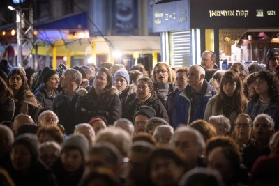 A rally attended by the religious- nationalis public calling to a promote a deal which will see all the hostages held by hamas terrorists in Gaza released, at the First Train station in Jerusalem. December 22, 2024. Photo by Chaim Goldberg/Flash90