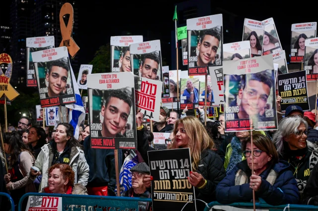 A rally calling for the release of Israelis held hostage by Hamas terrorists in Gaza, at "Hostage Square" in Tel Aviv, November 28, 2024. Photo by Avshalom Sassoni/Flash90