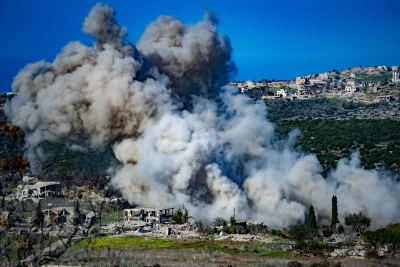 Smoke rises after an explosion at a village in southern Lebanon, as it seen from the Israeli side of the border, on January 3, 2025. Photo by Erik Marmor/Flash90