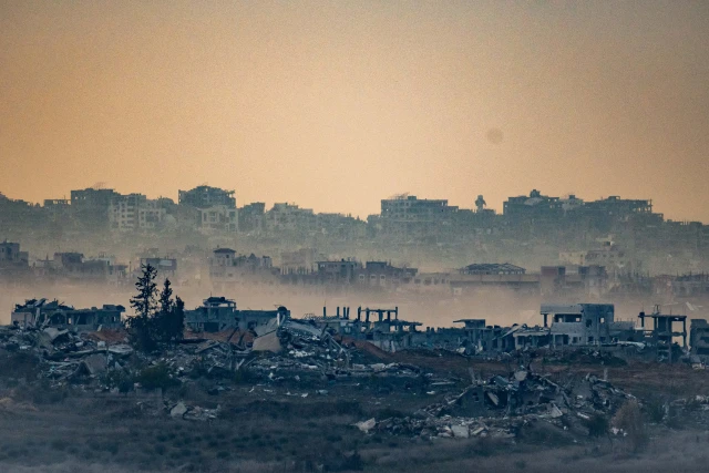 Destroyed buildings in the northern Gaza Strip, as seen from the Israeli side of the border, on January 4, 2025. Photo by Erik Marmor/Flash90