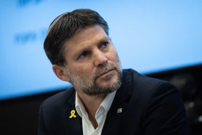 Israeli minister of Finance Bezalel Smotrich attends a press conference on the plan for the return of northern residents to their homes, at the Ministry of Finance in Jerusalem, January 5, 2025. Photo by Yonatan Sindel/Flash90