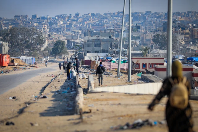 Displaced Palestinians seen around their tents in Khan Yunis, in the southern Gaza Strip, January 7, 2025. Photo by Ali Hassan/Flash90