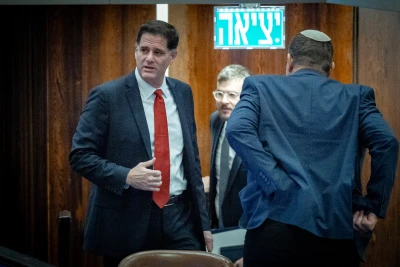 Minister of Strategic Affairs Ron Dermer attends a plenum session at the assembly hall of the Knesset, the Israeli parliament in Jerusalem, on January 22, 2025. Photo by Yonatan Sindel/Flash90
