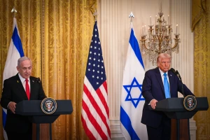 US President Donald Trump and Israeli prime Minister Benjamin Netanyahu holding a joint press conference at the White House in Washington D.C., February 4, 2025. Photo by Liri Agami/Flash90