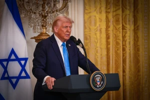 US President Donald Trump and Israeli prime Minister Benjamin Netanyahu holding a joint press conference at the White House in Washington D.C., February 4, 2025. Photo by Liri Agami/Flash90