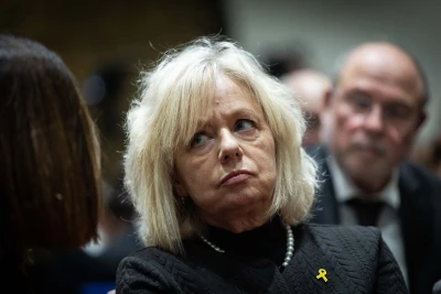 Israeli attorney general Gali Baharav Miara attends the swearing in ceremony of Justice Isaac Amit as president of the Supreme Court, at the president residence in Jerusalem, February 13, 2025. Photo by Yonatan Sindel/Flash90