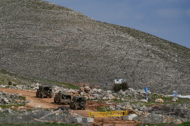 Israeli soldiers seen inside southern Lebanon, as it seen from the Israeli side of the border, on February 16, 2025. Photo by Ayal Margolin/Flash90
