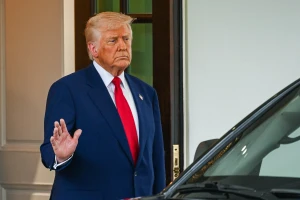 US President Donald Trump seen with Israeli prime Minister Benjamin Netanyahu after a meeting at the White House in Washington D.C., April 7, 2025. Photo by Liri Agami/Flash90