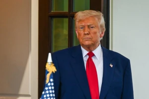 US President Donald Trump seen with Israeli prime Minister Benjamin Netanyahu after a meeting at the White House in Washington D.C., April 7, 2025. Photo by Liri Agami/Flash90