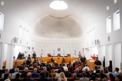 A court case at the Supreme Court in Jerusalem, hearing for petitions against the Israeli government’s decision to fire Shin Bet chief Ronen Bar. April 8, 2025. Photo by Chaim Goldberg/FLASH90