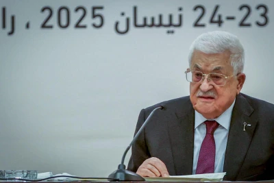 Palestinian President Mahmoud Abbas at the opening session of the Palestinian Central Council, in the West Bank city of Ramallah Wednesday, April 23, 2025. Photo by Flash90