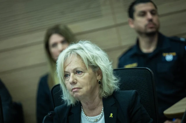 Israeli attorney general Gali Baharav Miara attends a Constitution, Law and Justice Committee leads a committee meeting in the Israeli Parliament in Jerusalem, on April 27, 2025. Photo by Yonatan Sindel/Flash90