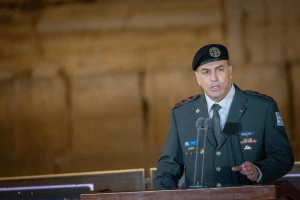 IDF Chief of Staff Eyal Zamir speaks during a Memorial Day ceremony at the Western Wall, Judaism's holiest site, in Jerusalem's Old City, April 29, 2025, as Israel commemorates its fallen soldiers and victims of terror. Photo by Chaim Goldberg/Flash90