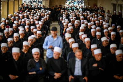 Members of the Druze community in Israel attend a ceremony in memory of Druze murdered by the Syrian government forces in Syria, in Hurfeish, northern Israel, May 3, 2025. Photo by Flash90