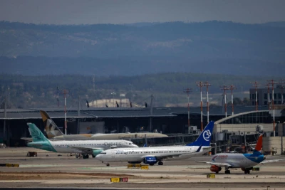 Planes parked at the Ben Gurion International Airport, outside of Tel Aviv, May 4, 2025. Photo by Chaim Goldberg/Flash90