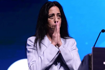 Einav Zangauker attends the Tel Aviv conference, at Tel Aviv University on May 7, 2025. Phoro by Tomer Neuberg/Flash90