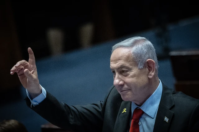 Israeli Prime Minister Benjamin Netanyahu attends a 40 signatures debate, at the plenum hall of the Knesset, the Israeli parliament in Jerusalem, on May 28, 2025. Photo by Yonatan Sindel/Flash90